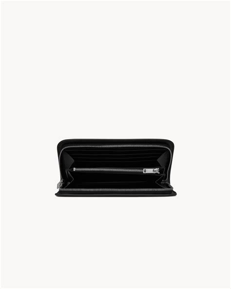 SAINT LAURENT PARIS zip around wallet in grain de poudre 